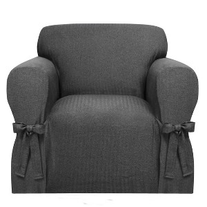 Evening Flannel Chair Slipcover Charcoal - Kathy Ireland - 1 of 2