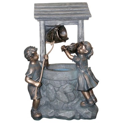 Northlight 35" LED Gray and Bronze Wishing Well Water Fountain