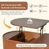 KIGFTSOD Oval Lift Top Coffee Table with 360-degree Marble-Patterned Rotating Tray, Hidden Compartment, Center Table for Home Living Room - 3 of 4