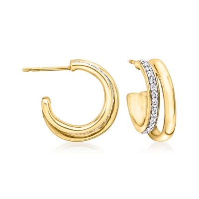 Ross-Simons 0.25 ct. t.w. Diamond Double-Hoop Earrings in 14kt Yellow Gold