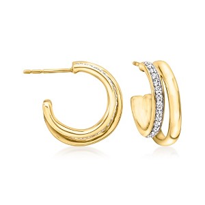 Ross-Simons 0.25 ct. t.w. Diamond Double-Hoop Earrings in 14kt Yellow Gold - 1 of 3