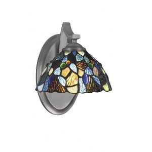 Toltec Lighting Zilo 1 - Light Sconce in  Graphite with 7" Blue Mosaic Art Glass Shade - 1 of 1