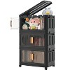 Gulches 20" Black 4-Tier Folding Storage Cabinet - Collapsible Plastic Cabinet with Magnetic Door & Wheels, 19.69"¡Á11.81"¡Á40.55" - 2 of 4