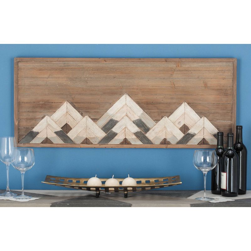 Wood Geometric Mountain Wall Decor Brown - Olivia &#38; May, 2 of 7