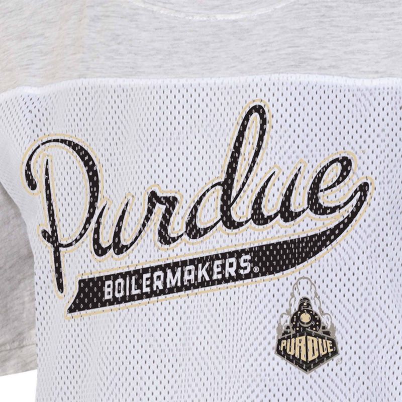 NCAA Purdue Boilermakers Women&#39;s White Mesh Yoke T-Shirt, 3 of 4