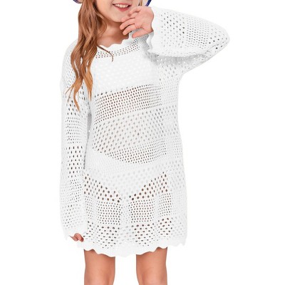 Girl Swimsuit Crochet Swim Cover Up Summer Bathing Suit Swimwear Knit Pullover Beach Dress