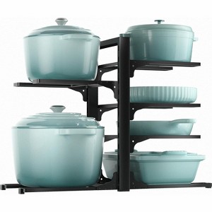 6-Tier Pots and Pans, Heavy Duty Pots and Pan Storage Rack Organizer inside Cabinet, Adjustable Pot Rack - 1 of 4