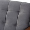 Asta Velvet Upholstered Wood Living Room Set Gray/Walnut - Baxton Studio - 4 of 4