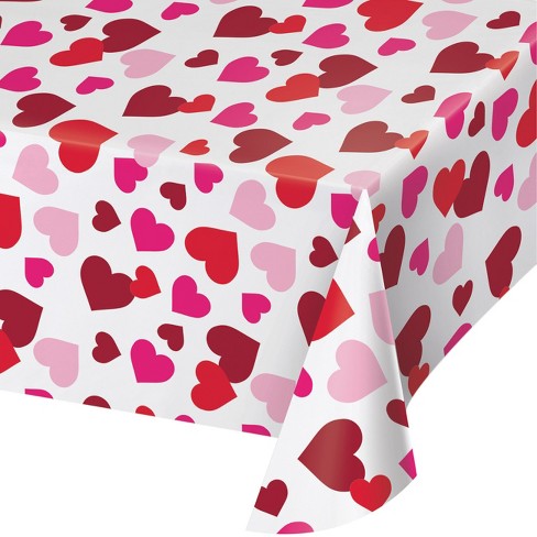 3ct Valentine All Over Hearts Plastic Tablecloths Red/pink : Target