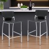 HomeRoots Set of Two 29" Gray and Silver Metal and Faux Leather Low Back Bar Height Bar Chairs - 2 of 4