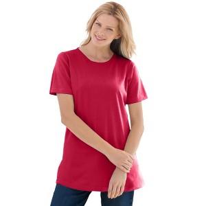 Woman Within Women's Plus Size Petite Perfect Short-Sleeve Crewneck Tee - 1 of 4