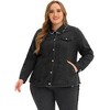 Agnes Orinda Women's Plus Size Classic Denim Frayed Washed Jean Jackets - 3 of 4