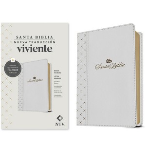 Biblia Manual Ntv, Letra Grande Con Filament (Sentipiel, Blanco, Letra Roja) - (Leather Bound) - 1 of 1