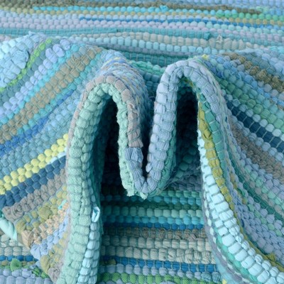 Handmade Light Blue Synthetic Braided Reversible Rug
