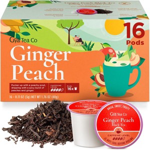 Gya Tea Co Ginger Peach Black Tea Pod (16 ct) - High Caffeinated Hot or Iced Tea with Fruity & Sweet for Refreshed & Energy - 1 of 4
