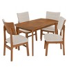 5-Piece Modern Dining Table Set with Rubberwood Frame and 4 Upholstered Chairs, Space-Saving Dining Set for Dining Room or Kitchen - Panipeachy - 2 of 4
