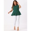 Agnes Orinda Women's Plus Size Polka Dots Fashion Workout Elegant Short Sleeves Peplum Top - 3 of 4