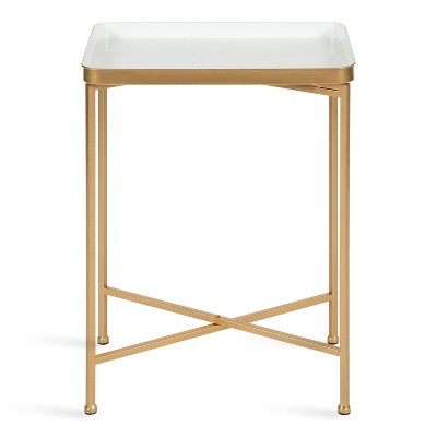 White and Gold Metal Foldable Tray Table