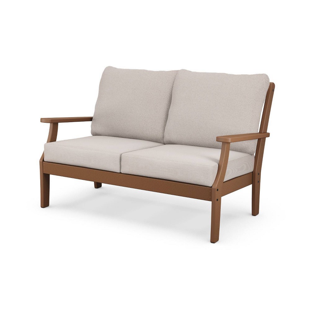 Photos - Sofa POLYWOOD Braxton Deep Seating Outdoor Patio Loveseat Teak/Dune Burlap