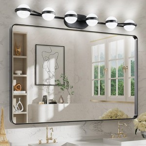 43" Black Minimalist LED Bathroom Vanity Light with Crystal Sand Acrylic Shades,6 Light Wall Mounted Decorative Lighting - 1 of 1