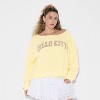 Women's Hello Kitty Cow Graphic Off the Shoulder Sweatshirt - Light Yellow - 2 of 3