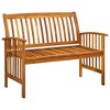 vidaXL Solid Acacia Wood Patio Bench with Cream White Cushion - Weather-Resistant Outdoor Furniture with Oil Finish - Farmhouse Style Garden Bench w - 4 of 4