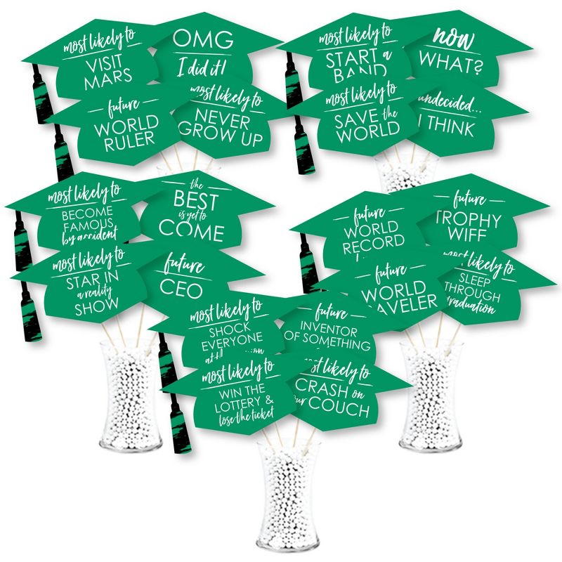 Big Dot of Happiness Hilarious Green Grad - Best is Yet to Come - Green Graduation Party Photo Booth Props or Table Toppers - 20 Count, 1 of 8