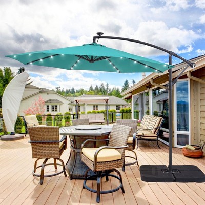 Sonkuki 10 Ft Patio Offset LED Umbrella Outdoor Hanging Umbrellas w/Solar Lights