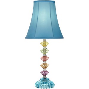 360 Lighting Bohemian Country Cottage Accent Table Lamp 21" High Teal Blue Stacked Glass for Bedroom Living Room Bedside Nightstand Office Kids Family - 1 of 4