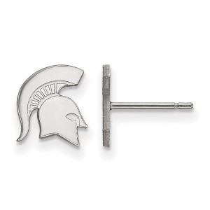 Black Bow Jewelry 10k White Gold Michigan State Spartans NCAA Post Earrings - 1 of 3