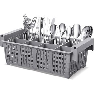 16-Inch Dishwasher Silverware Cutlery Basket, 8 Compartments with Handle, Utensil Holder and Drying Rack - 1 of 4