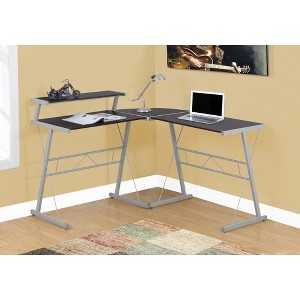 Monarch Specialties Computer Desk Home Office Corner L Shape Work Laptop Metal Laminate Brown Grey Contemporary Modern - 1 of 4
