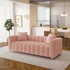 87.4'' Velvet 3 Seater Sofa with Bubble Upholstery, Modern Upholstered Couch with Metal Legs and 2 Pillows for Living Room-Maison Boucle - 2 of 4