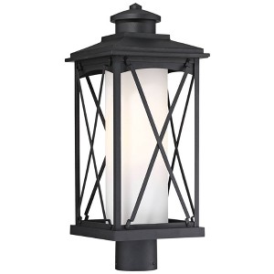 Minka Lavery Modern Outdoor Post Light Fixture Matte Black 20 3/4" Etched Opal Glass Shade for Exterior Barn Deck Porch Yard Patio - 1 of 3
