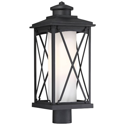 Minka Lavery Modern Outdoor Post Light Fixture Matte Black 20 3/4" Etched Opal Glass Shade for Exterior Barn Deck Porch Yard Patio - image 1 of 2