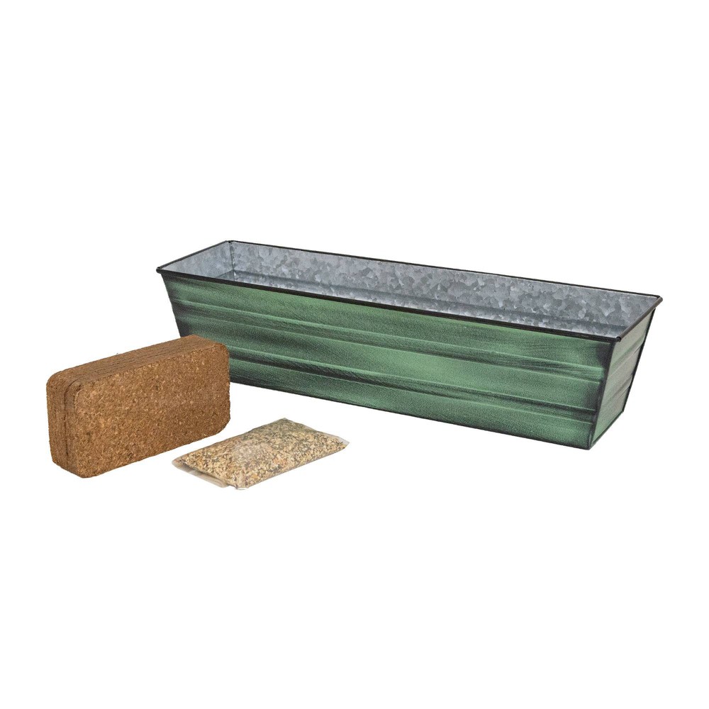 ACHLA Designs Small Patina Finish Rectangular Outdoor Planter Box Green 22"x6"