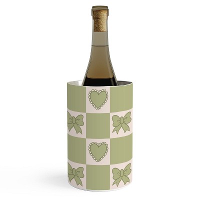 Doodle By Meg Green Bow Checkered Print Wine Chiller