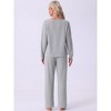 cheibear Women's Waffle Knit Lounge Longsleeve Pajama Set 2 Pcs - 3 of 4