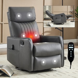 Ridstar Faux Leather Massage Accent Chair with Rocking & Swivel Function for Living Room-Grey - 1 of 4