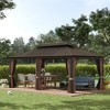 Outsunny Patio Gazebo, Netting & Curtains, 2 Tier Double Vented Steel Roof, Hardtop, Ceiling Hooks, Rust Proof Aluminum - 3 of 4