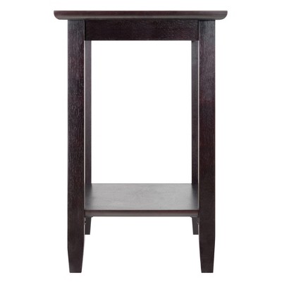 Espresso Rectangular Wood End Table with Glass Top