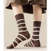 Anna-Kaci 3 Pairs Women's Striped Crew Socks with Ribbed Knit Design and Anti-Pilling Cotton Blend - 2 of 4