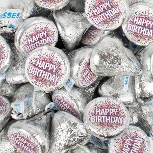 100 Pcs Birthday Candy Hershey's Kisses Chocolate Party Favors (1lb, Approx. 100 Pcs)  - By Just Candy - 1 of 1