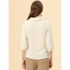 Allegra K Women's V Neck 3/4 Sleeves Collared Work Office Top Blouse - 4 of 4