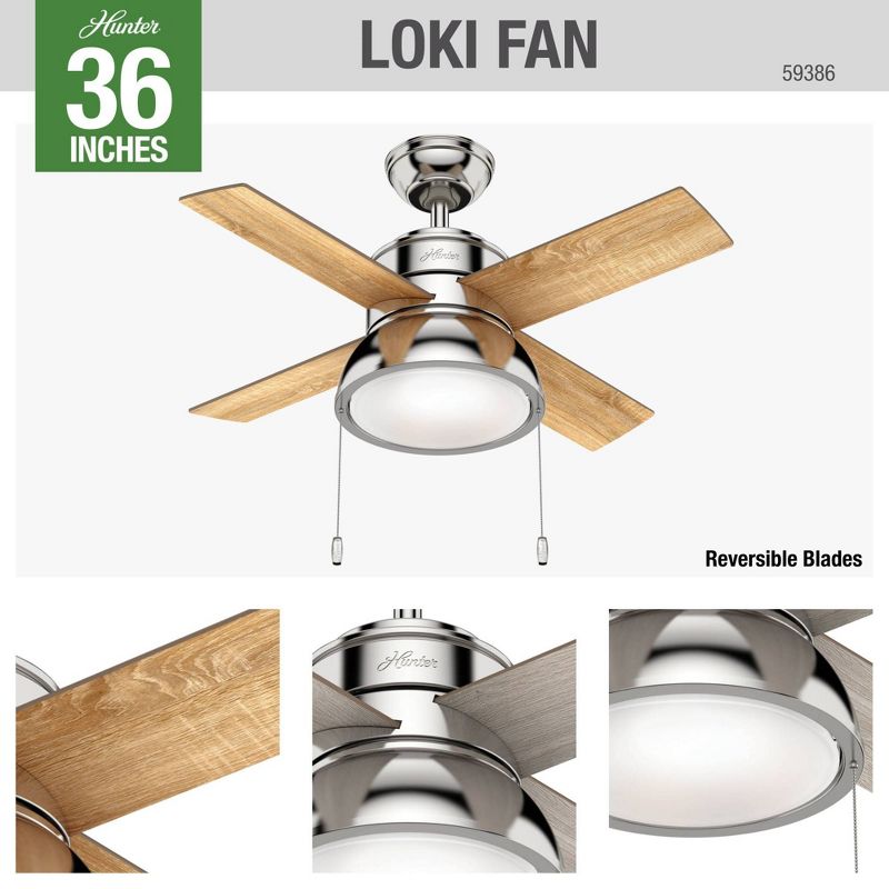 36" Loki Ceiling Fan (Includes LED Light Bulb) - Hunter Fan, 5 of 17