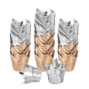 Unique Bargains Disposable Greaseproof Aluminum Foil Tulip Baking Cups 3.1 Inch 100 Pcs - 1 of 4