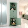 Tall Corner Storage Cabinet with 3 Drawers, Adjustable Shelf & Door, Triangular MDF Organizer for Bathroom - 4 of 4