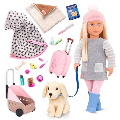 Our Generation 18" Doll & Pet Travel Set - Meagan & Passenger Pets Bundle