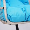 Okak Outdoor Egg Swing Chair with Stand&Cushion,Patio Wicker Hanging Chair,Hammock Swing Chair for Patio,Living Room&Balcony,350LBS Capacity - 3 of 4