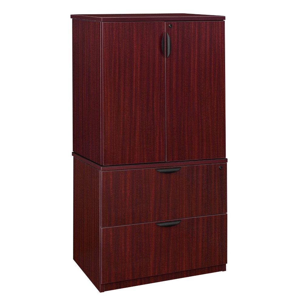 Legacy File with Stackable Storage Cabinet Mahogany - Regency: Office Furniture, Locking Doors, Adjustable Shelves